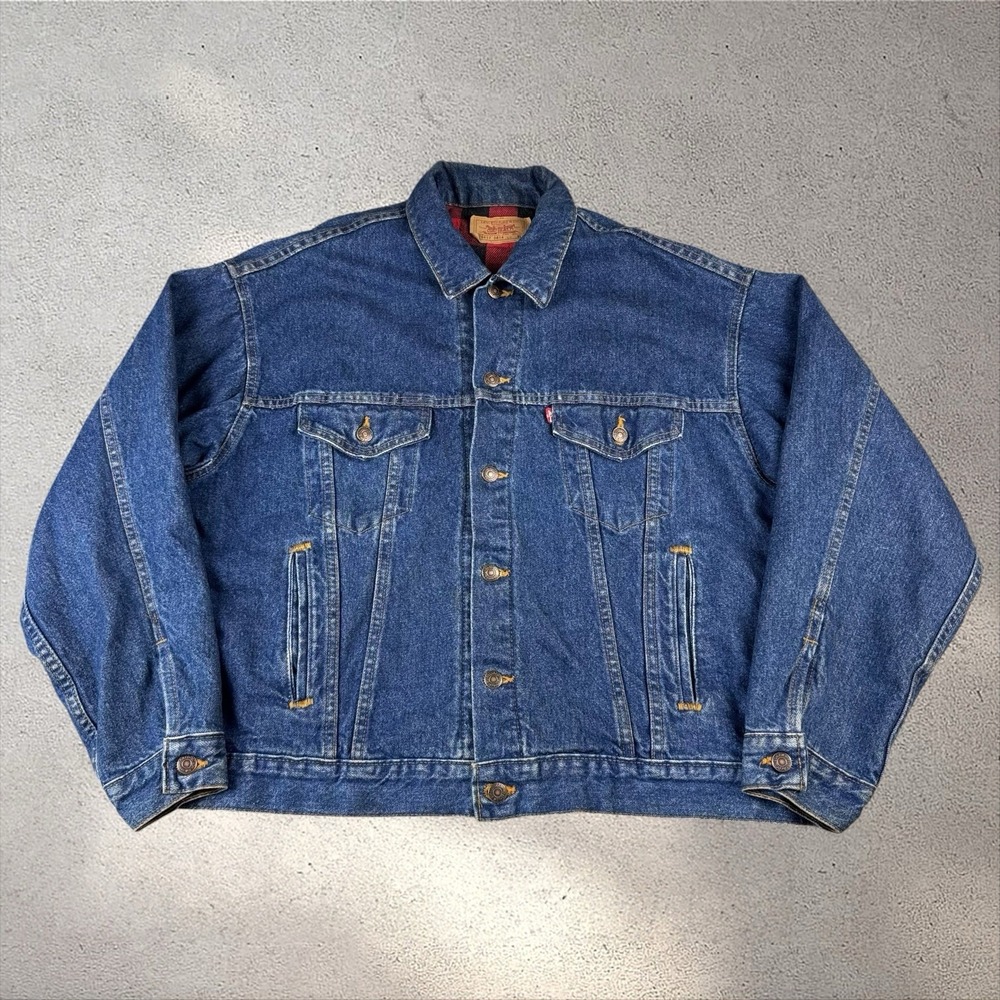 Vintage Levis Denim Jacket Mens XL Blanket Lined Trucker 70417-0814 USA